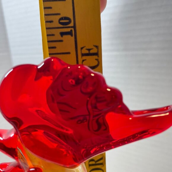 Handcrafted Glass Rooster Figurine With Red Comb & Tail Accents - Picture 9 of 9